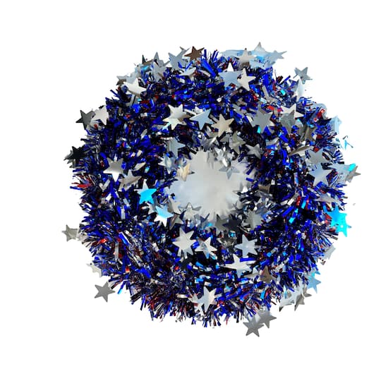 Red, White & Blue 18" Tinsel Wreath by Celebrate It®